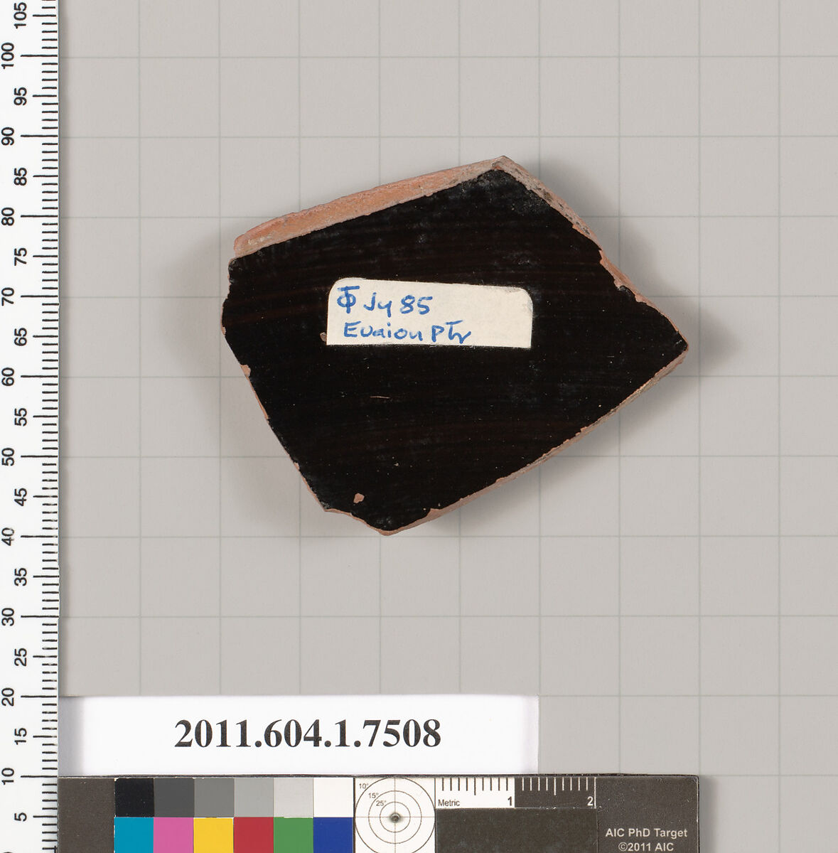 Terracotta fragment of a kylix (drinking cup), Attributed to the Euaion Painter [DvB], Terracotta, Greek, Attic