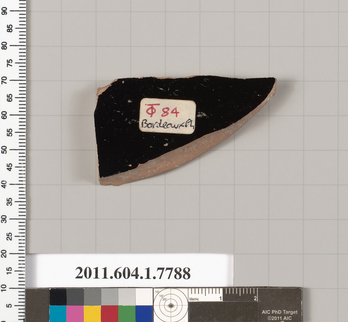 Terracotta fragment of a kylix (drinking cup), Attributed to the Bordeaux Painter [DvB], Terracotta, Greek, Attic