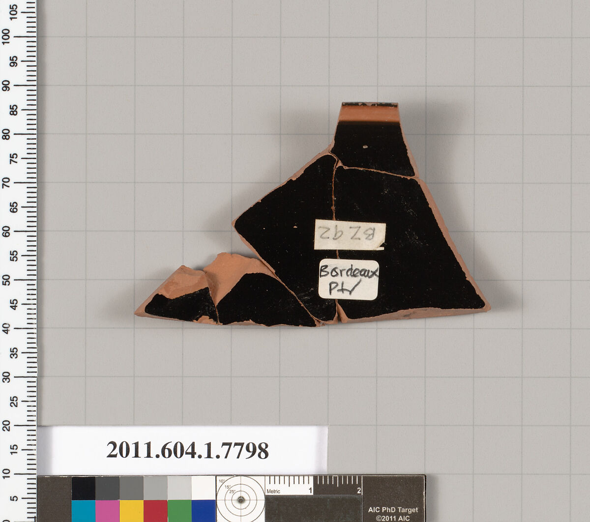 Terracotta fragment of a kylix (drinking cup), Attributed to the Bordeaux Painter [DvB], Terracotta, Greek, Attic