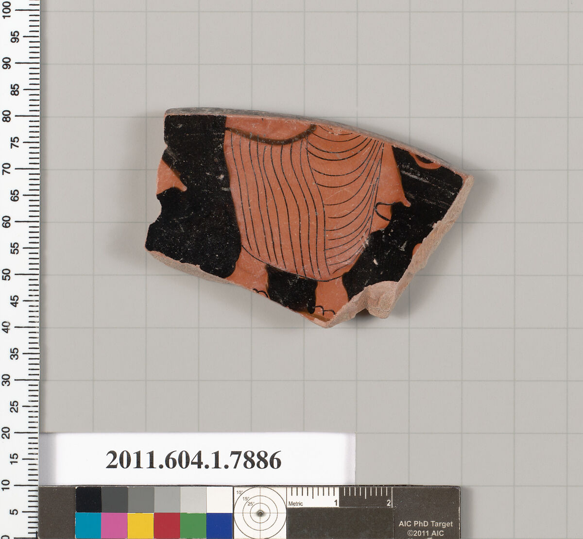 Terracotta fragment of a kylix (drinking cup), Attributed to the Wedding Painter [DvB], Terracotta, Greek, Attic