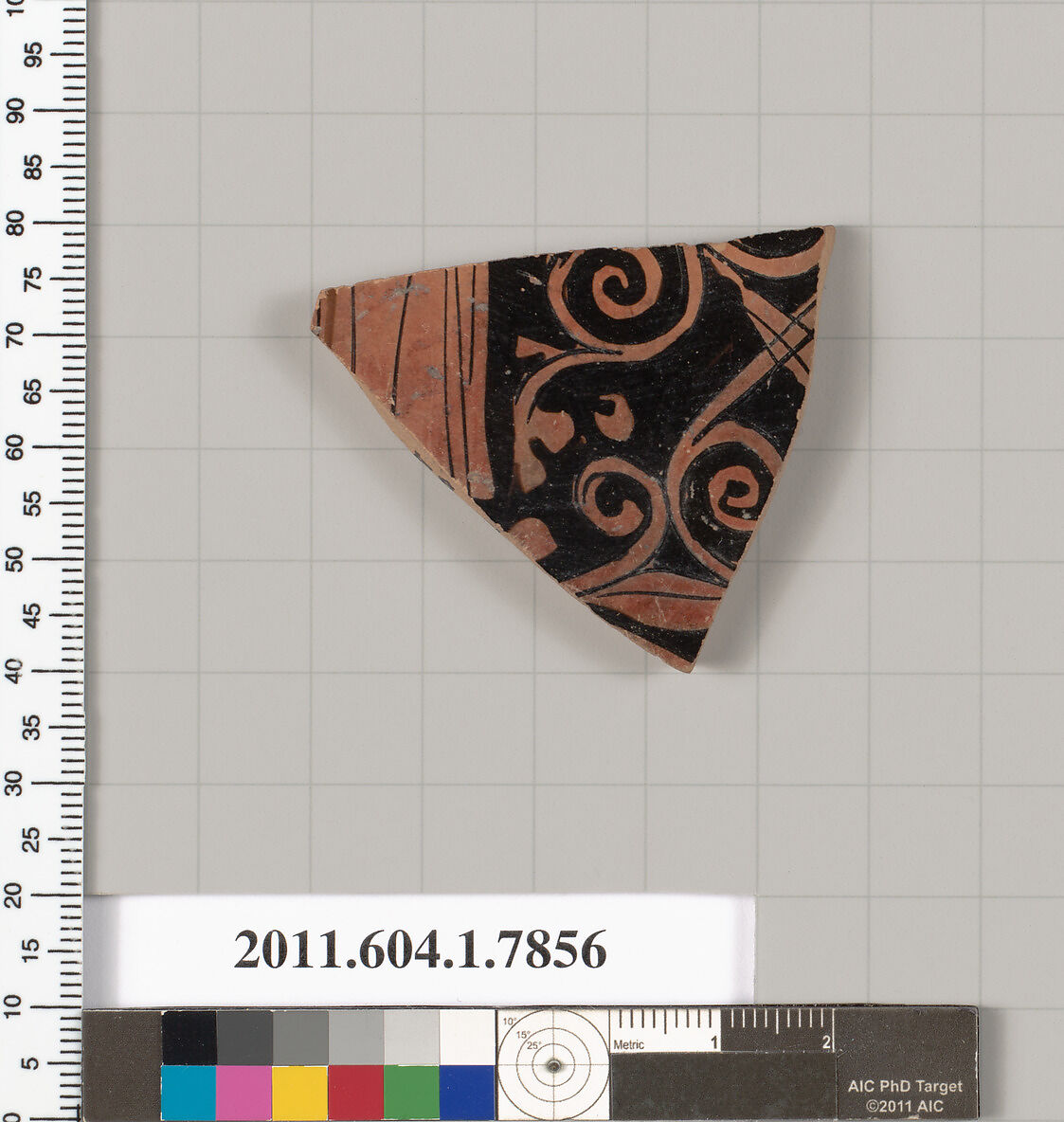 Terracotta fragment of a kylix (drinking cup), Attributed to the Eretria Painter [DvB], Terracotta, Greek, Attic