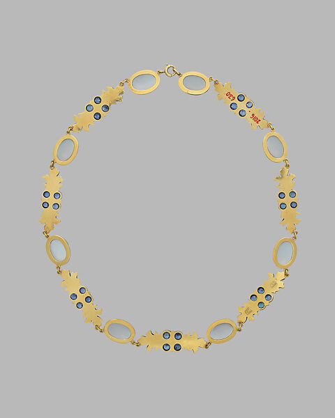 Necklace, Margaret Rogers (American, 1868–1949), Gold, sapphires, and moonstones, American