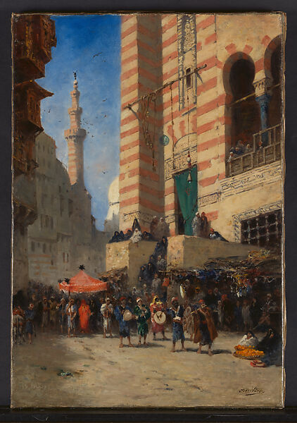 A Procession in Cairo, Narcisse Berchère (French, Etampes 1819–1891 Asnières), Oil on canvas 