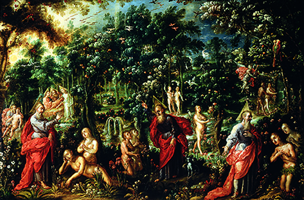 Adam and Eve in Paradise, Cristobal de Villalpando (Mexican, ca. 1649–1714), Oil on copper, Mexican 