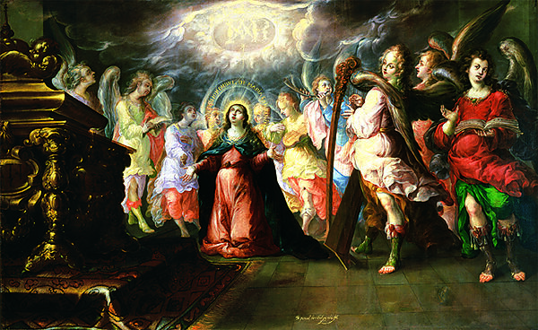 The Holy Name of Mary, Cristobal de Villalpando (Mexican, ca. 1649–1714), Oil on canvas, Mexican 