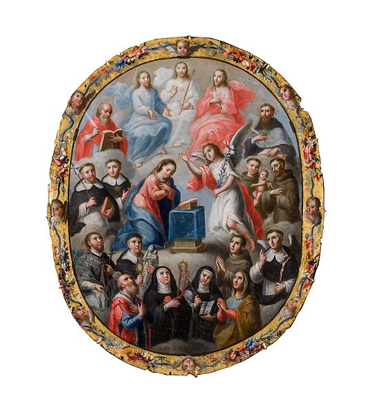Nun’s Badge With Annunciation and Saints (Medallón de monja con la Anunciación y santos), José de Páez (Mexican, 1720–ca. 1790), Oil on copper, Mexican 