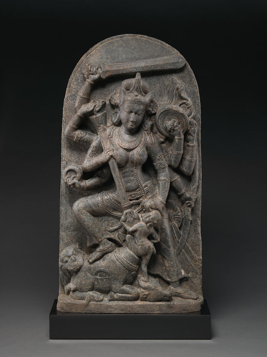 Goddess Durga Slaying the Demon Mahisha, Schist, Eastern India, Bihar, probably Gaya district 