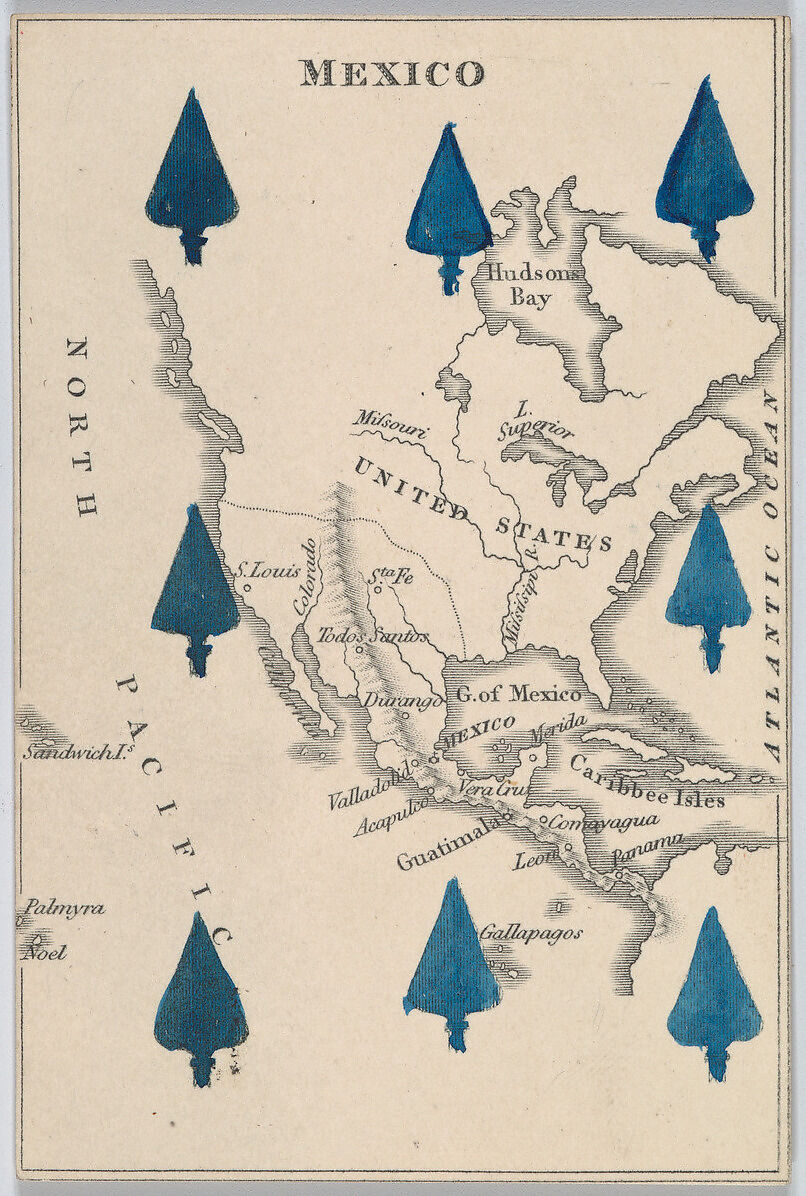 Mexico, from "Court Game of Geography", William and Henry Rock, Engraving and hand coloring (watercolor) 