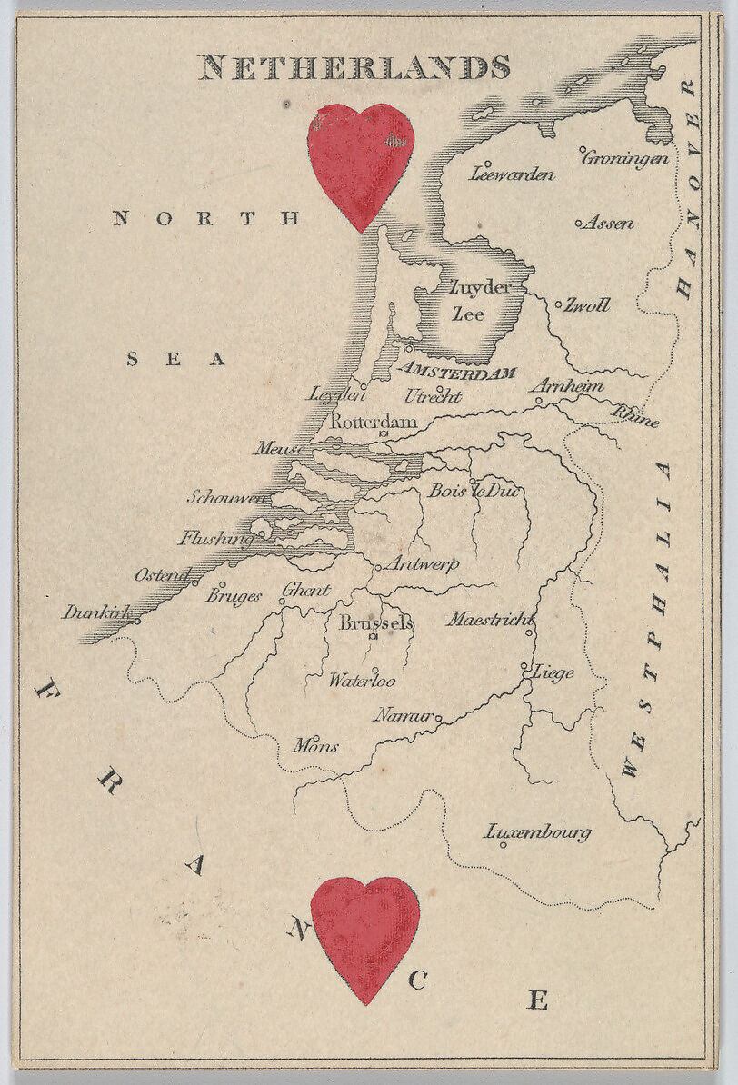 Netherlands, from "Court Game of Geography", William and Henry Rock, Engraving and hand coloring (watercolor) 