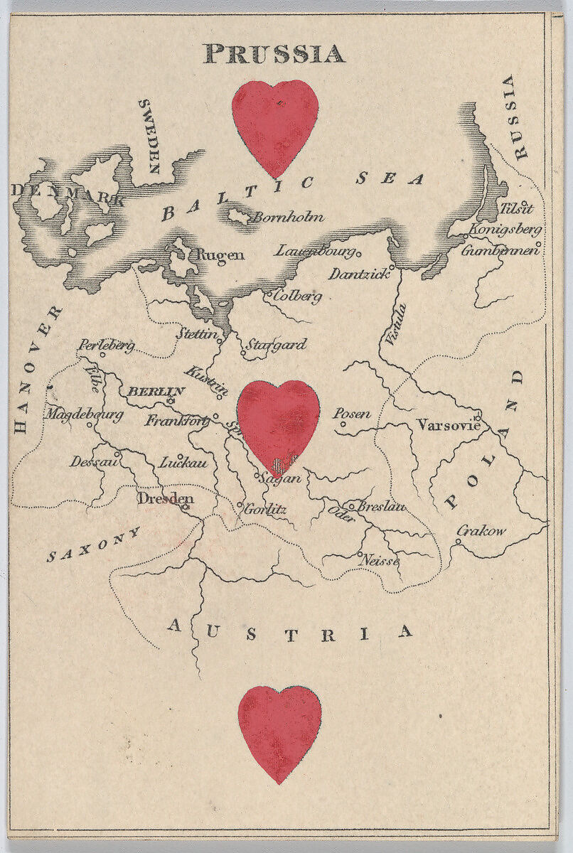 Prussia, from "Court Game of Geography", William and Henry Rock, Engraving and hand coloring (watercolor) 