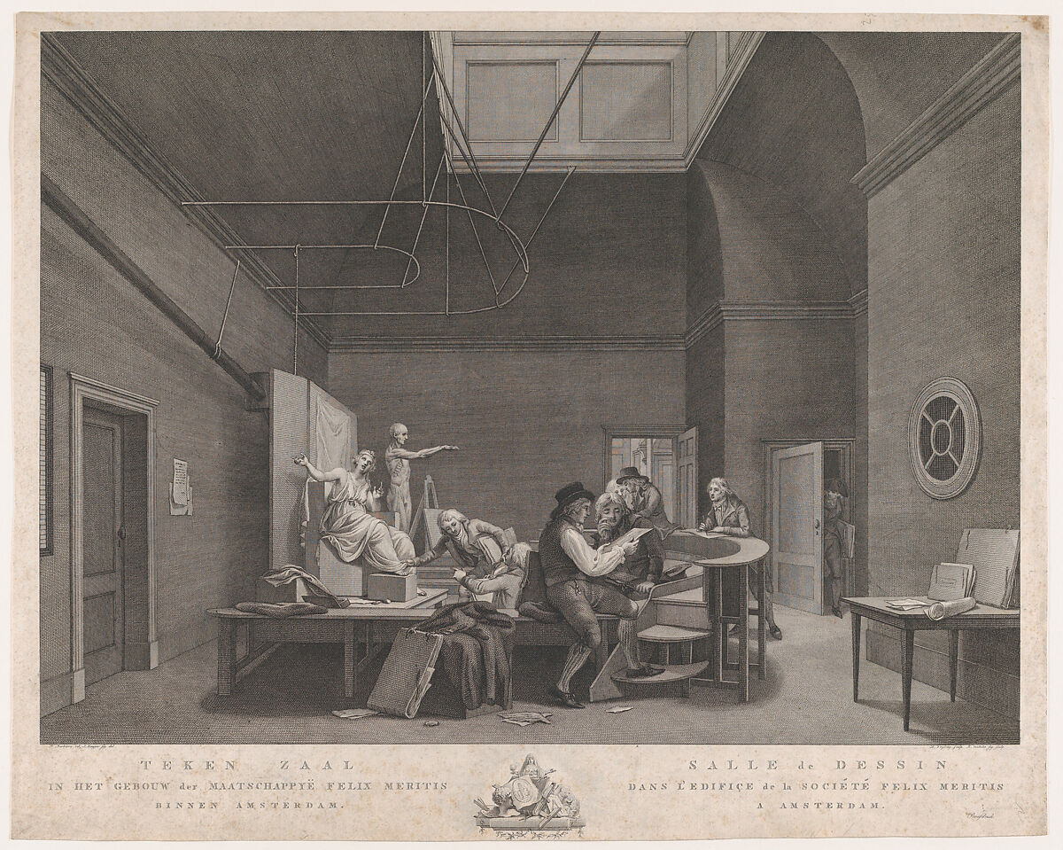 The Drawing Academy at the Felix Meritis Society in Amsterdam, Reinier Vinkeles (Dutch, Amsterdam 1741–1816 Amsterdam), Etching and engraving 
