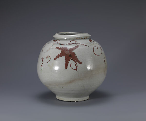 Jar decorated with grapes, Porcelain with underglaze copper-red design, Korea 