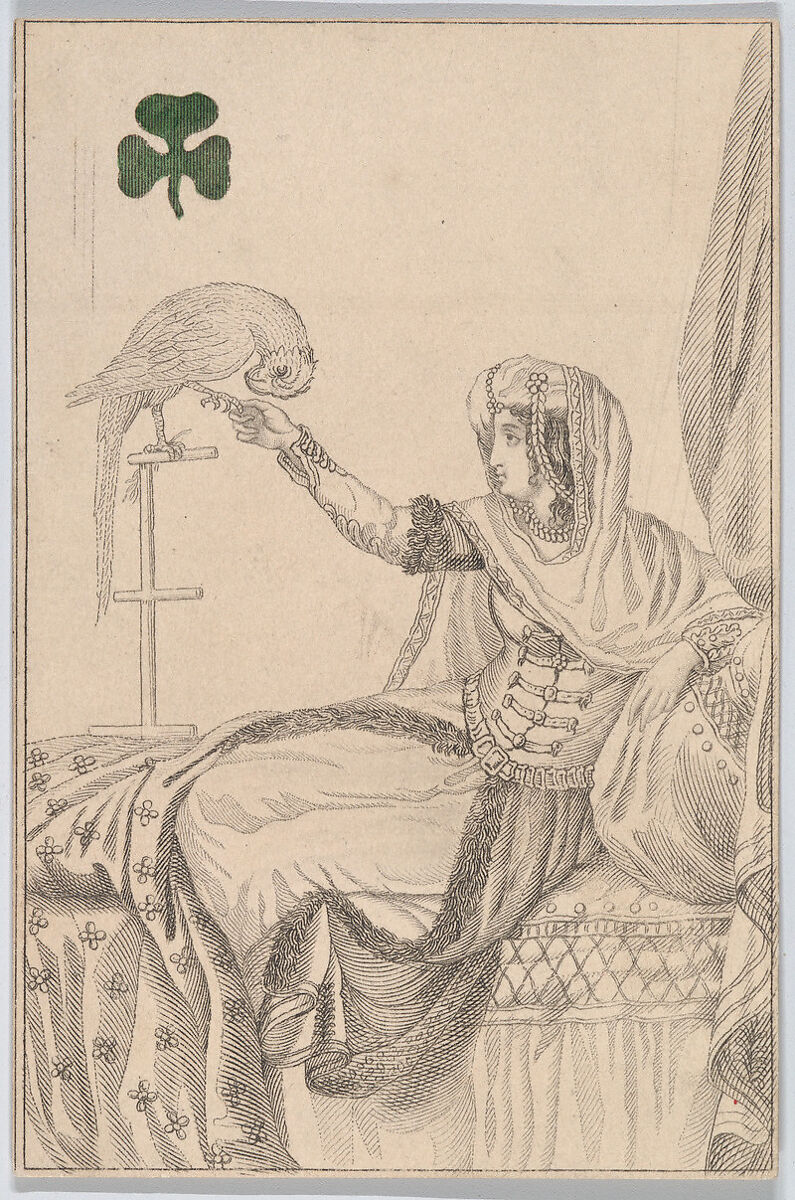 Queen (Zulemer from Algiers), from "Court Game of Geography", William and Henry Rock, Engraving, etching, and hand coloring (watercolor) 