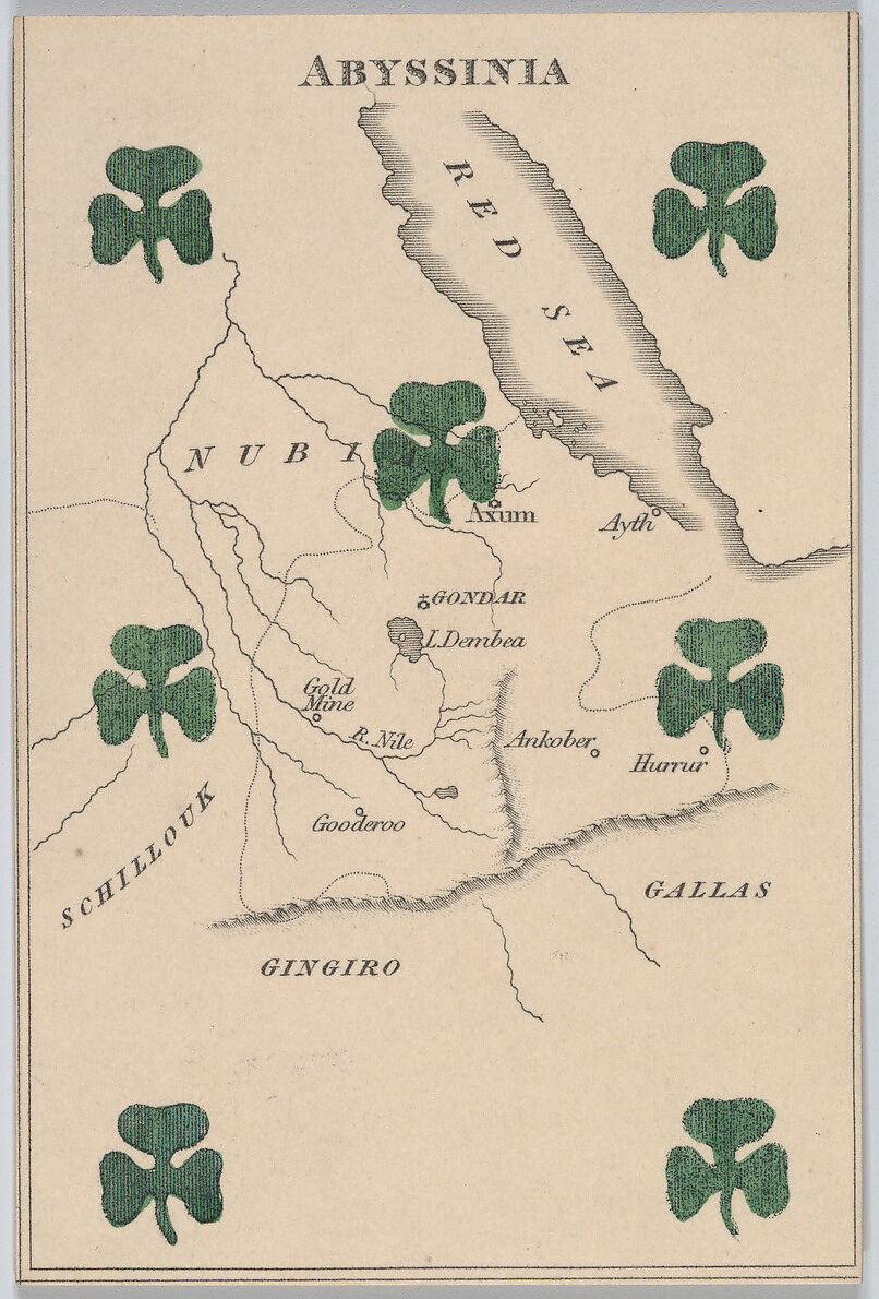 Abyssinia, from "Court Game of Geography", William and Henry Rock, Engraving and hand coloring (watercolor) 