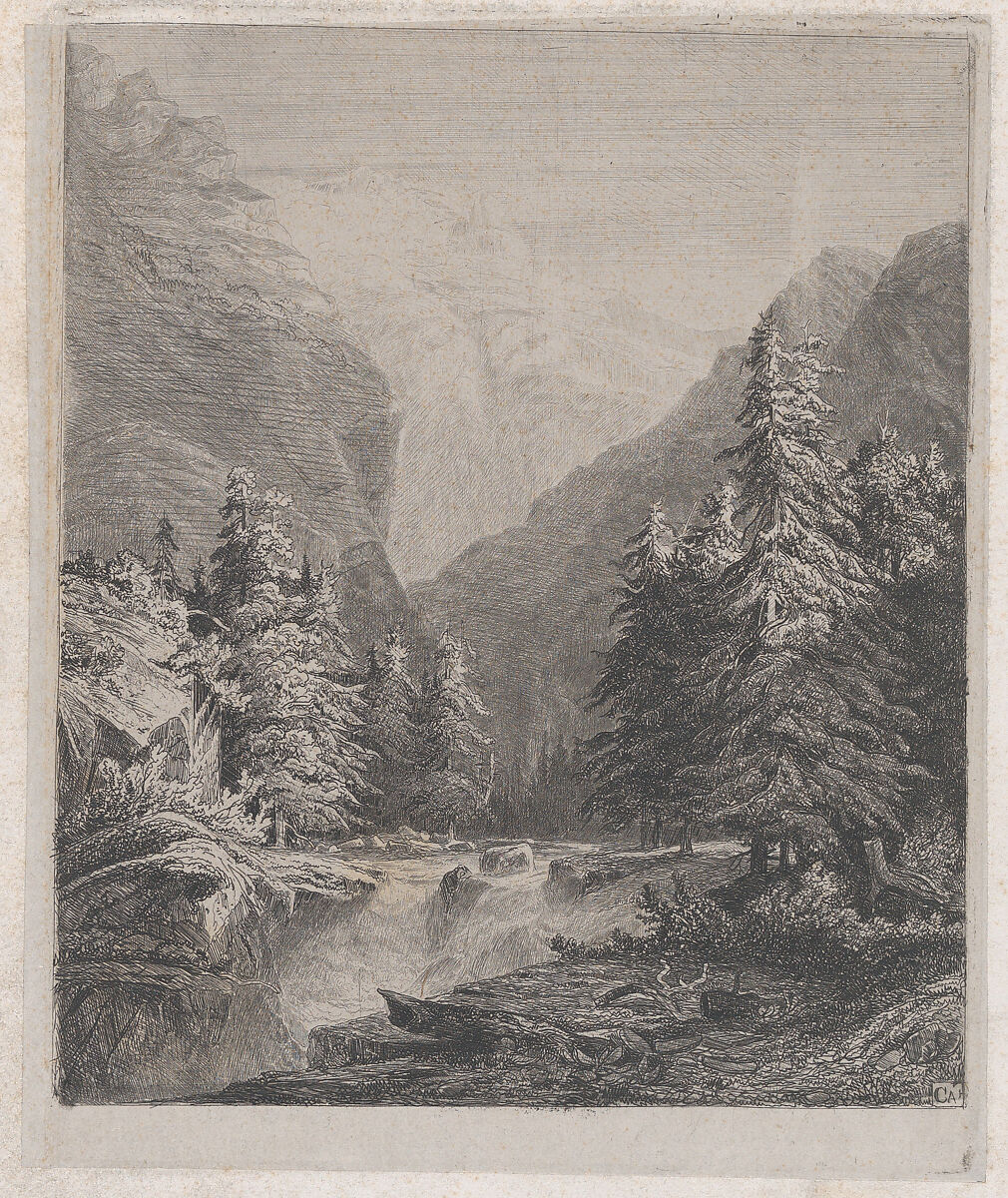 Landscape, Alexandre Calame (Swiss, Vevey 1810–1864 Menton), Etching 