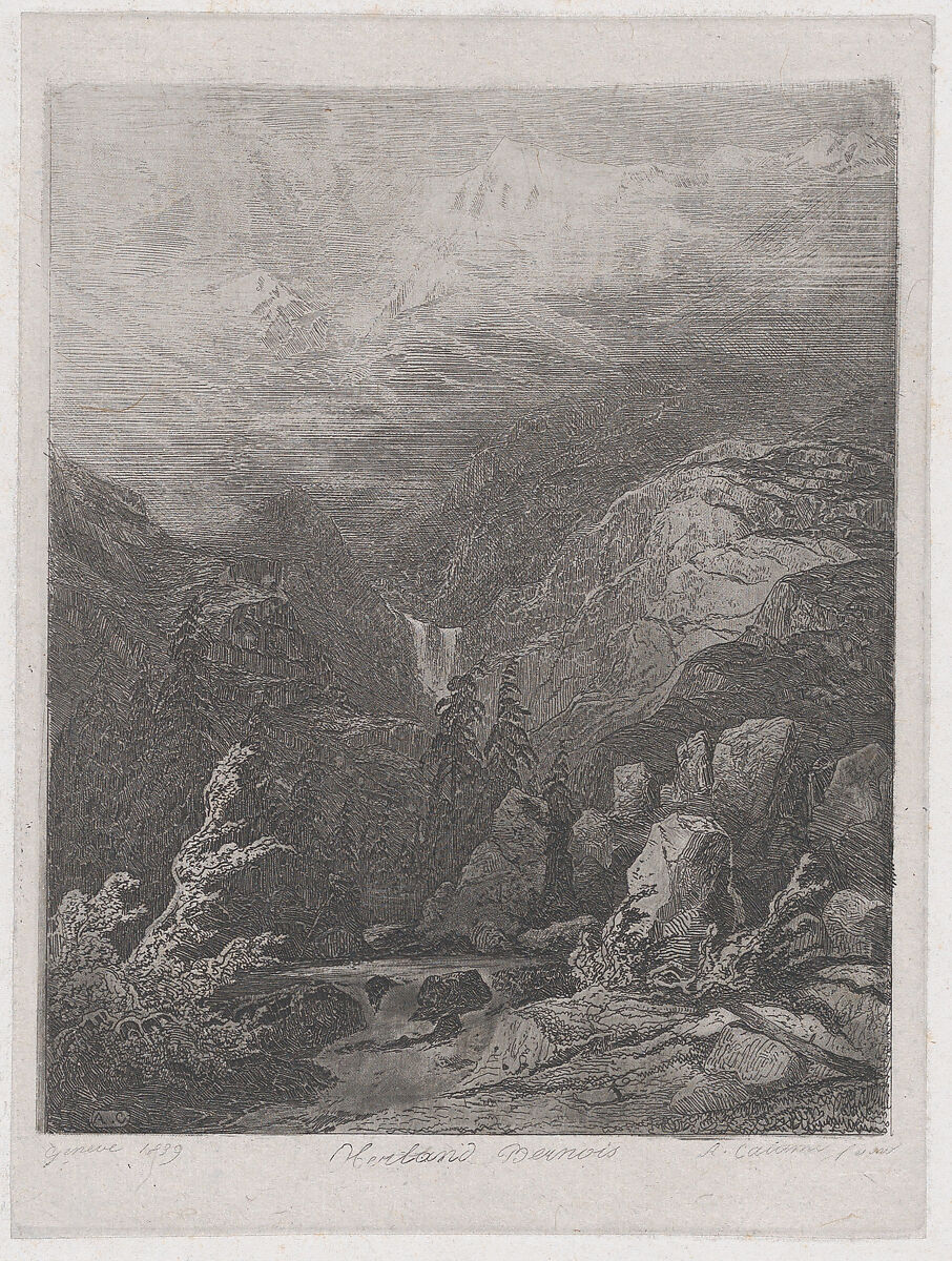 Landscape, Alexandre Calame (Swiss, Vevey 1810–1864 Menton), Etching 
