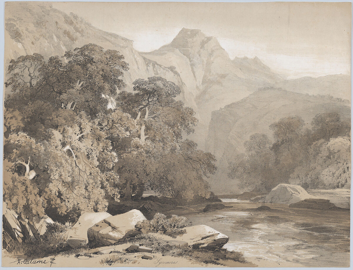 Landscape, Alexandre Calame (Swiss, Vevey 1810–1864 Menton), Lithograph 