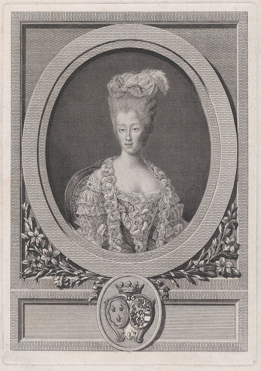 Portrait of Maria Theresa of Savoy, The Countess d'Artois, Louis Jacques Cathelin (French, Paris, 1739–1804), Etching and engraving 