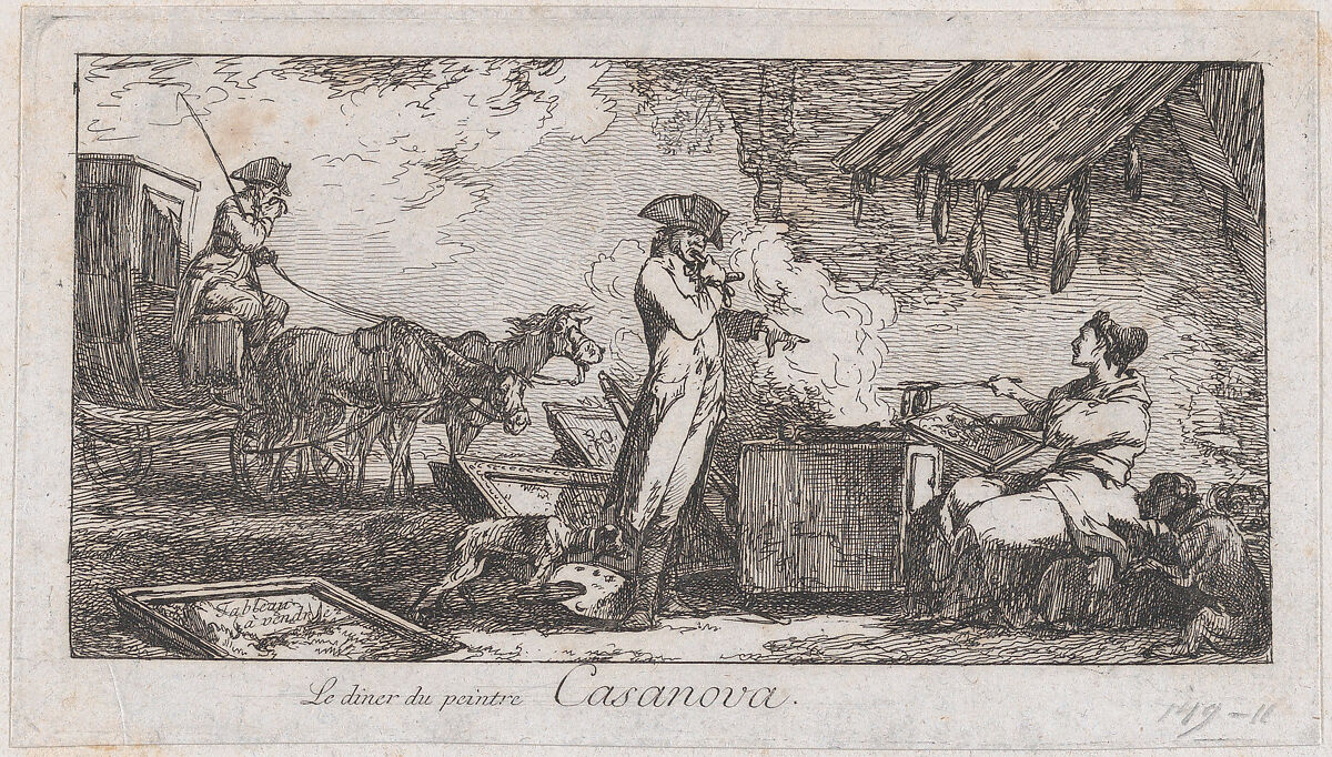 The Dinner of the Painter Casanova, Possibly Francesco Casanova (Italian, London 1727–1803 Brühl), Etching 