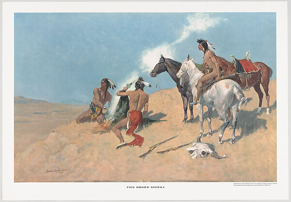 The Smoke Signal, Frederic Remington (American, Canton, New York 1861–1909 Ridgefield, Connecticut), Color lithograph 