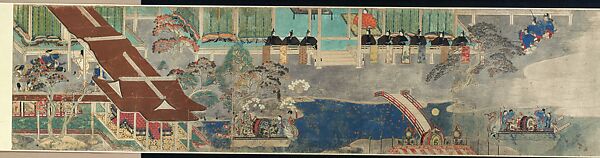 Imperial Visitation for the Ceremonial Horserace of 1024 (Komakurabe gyōkō emaki), Unidentified artist, Handscroll; ink, colors, and gold on paper, Japan 