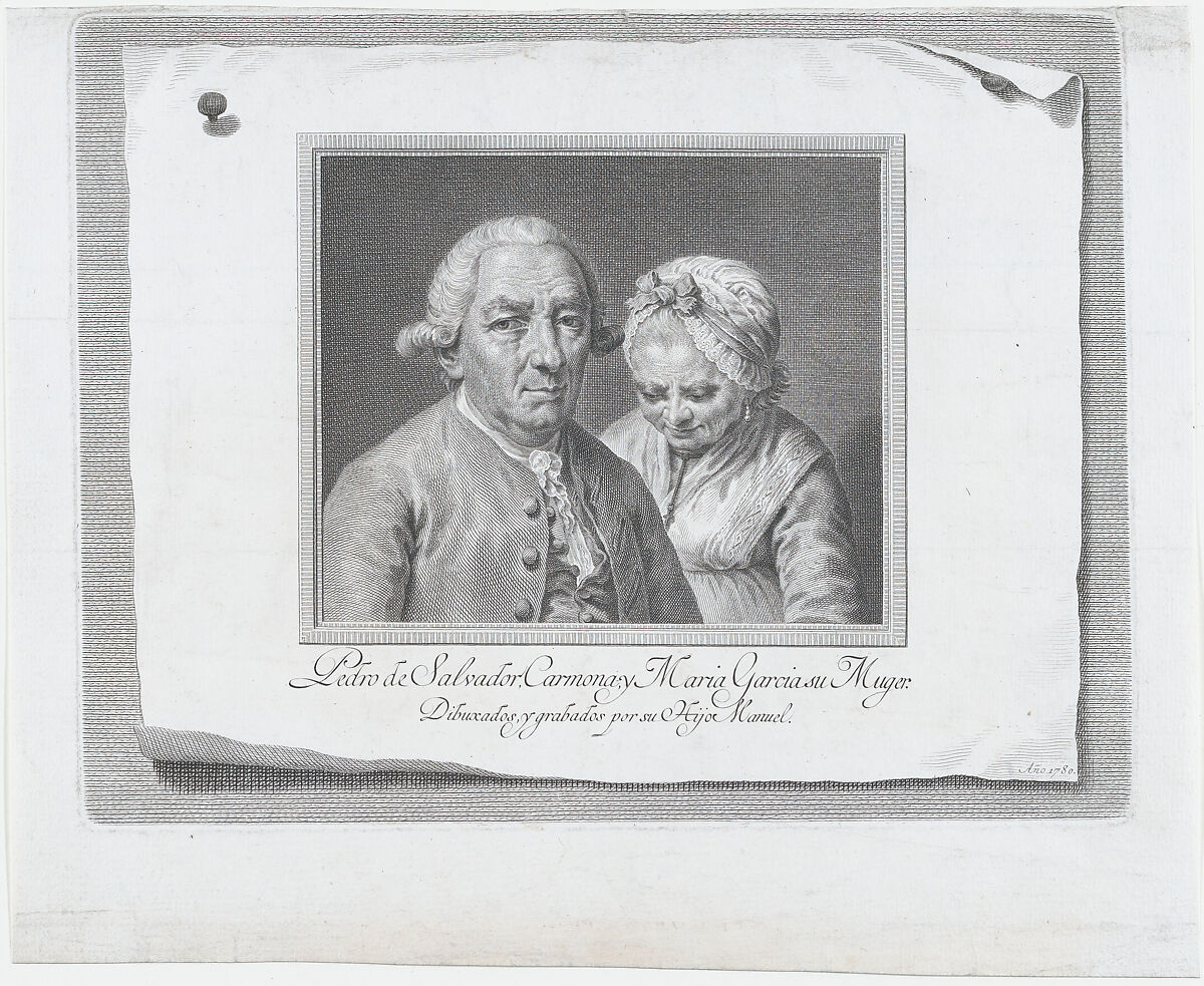 Portrait of Pedro de Salvador Carmona and his wife María García, Manuel Salvador Carmona (Spanish, 1734–1820), Etching and engraving 
