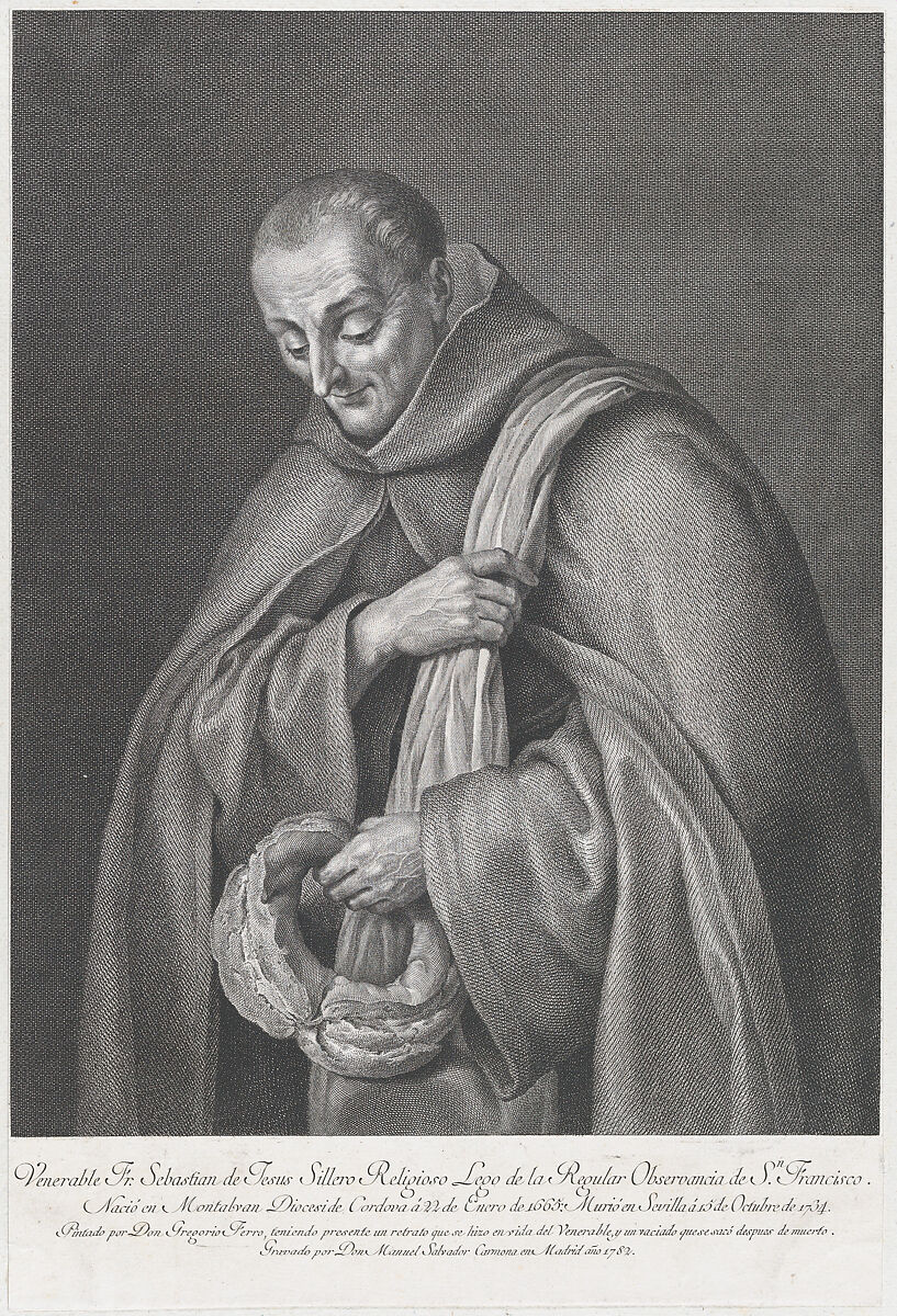 Portrait of the venerable Franciscan Father Sebastian Sillero, Manuel Salvador Carmona (Spanish, 1734–1820), Engraving 