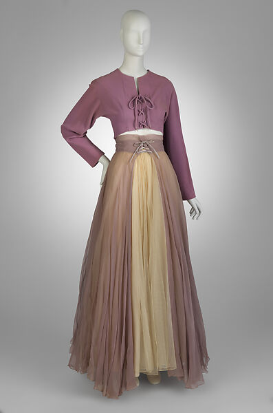 Evening ensemble, Valentina (American, born Kyiv 1899–1989), (a) wool; (b) silk; (c) synthetic, metal, American 