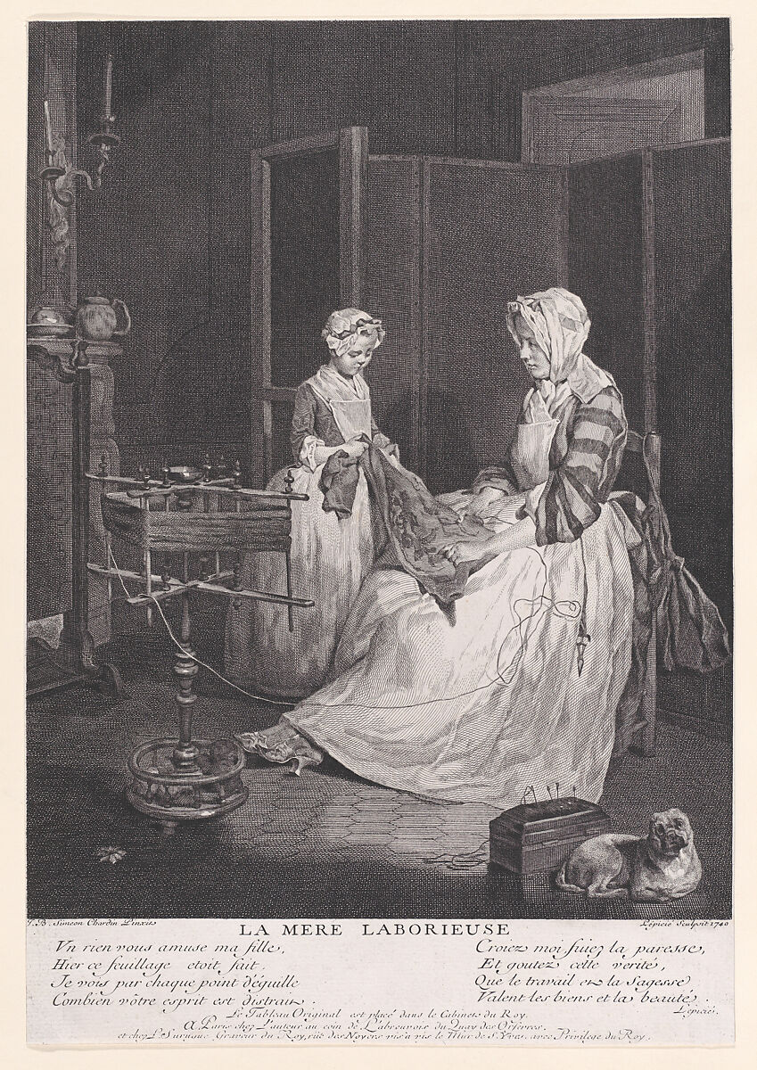 The Working Mother, Bernard Lepicié (French, Paris 1698–1755 Paris), Engraving 