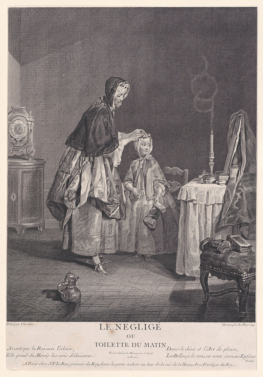 The Negligé or Morning Dressing, Jacques Philippe Le Bas (French, Paris 1707–1783 Paris), Engraving 