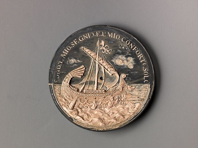 Model for a medal of Francesco Redi; a Ship at Sea