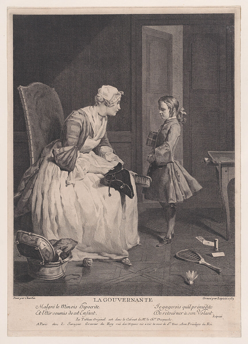 The Governess, Bernard Lepicié (French, Paris 1698–1755 Paris), Engraving 