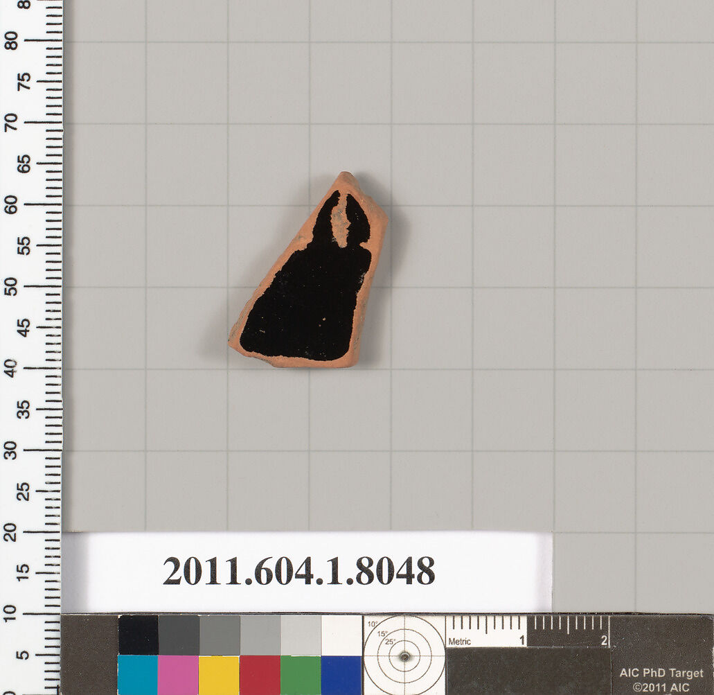 Terracotta fragment of a kylix (drinking cup), Terracotta, Greek, Attic