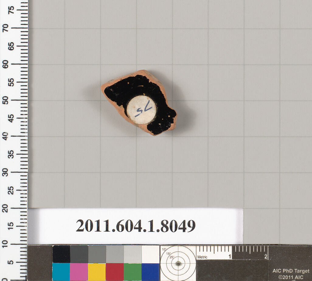 Terracotta fragment of a kylix (drinking cup), Terracotta, Greek, Attic