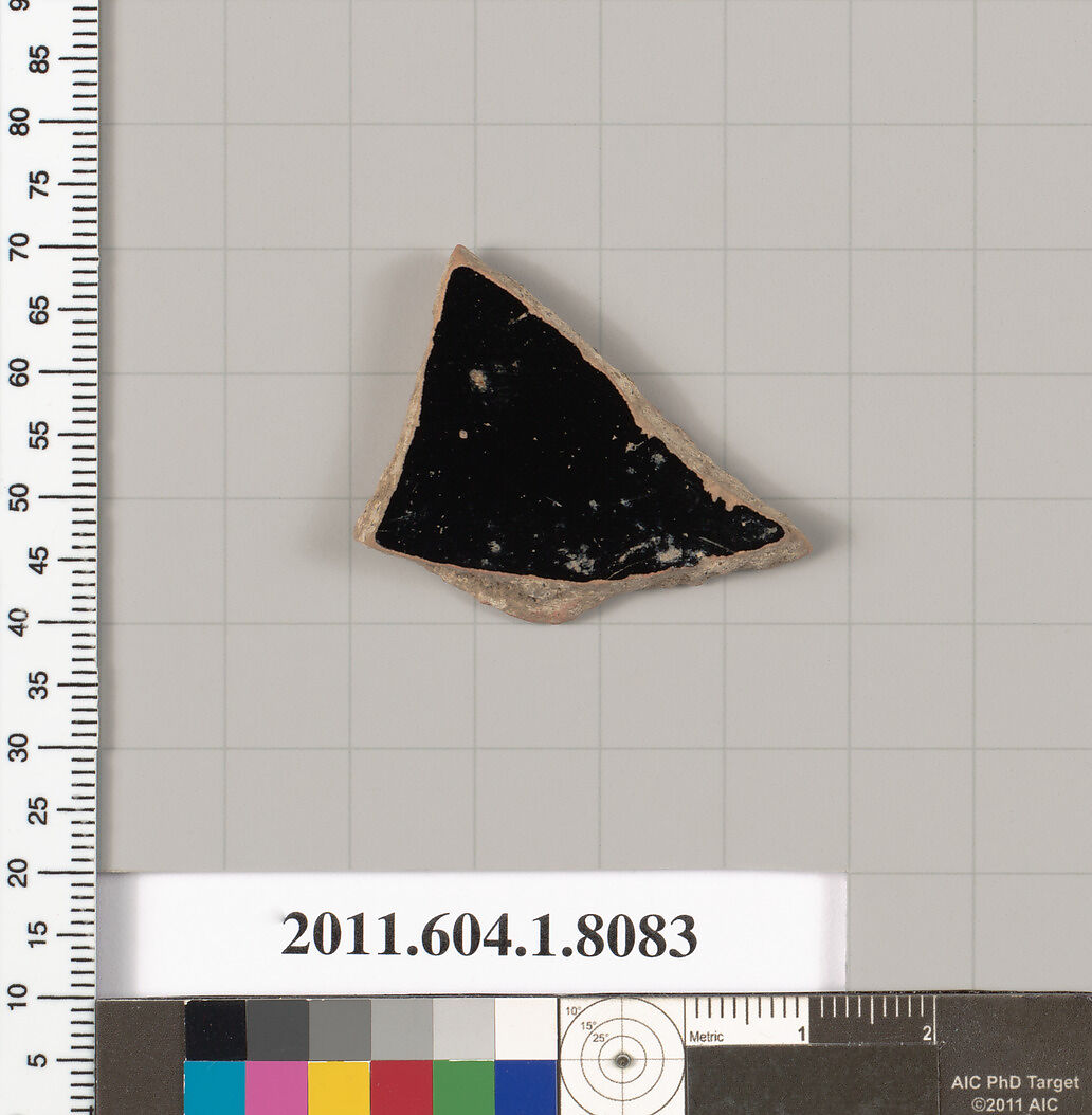 Terracotta fragment of a kylix (drinking cup), Terracotta, Greek, Attic