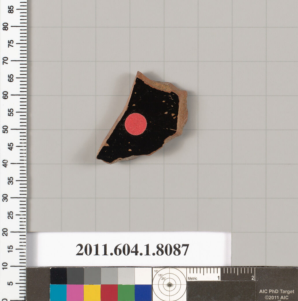 Terracotta fragment of a kylix (drinking cup), Terracotta, Greek, Attic