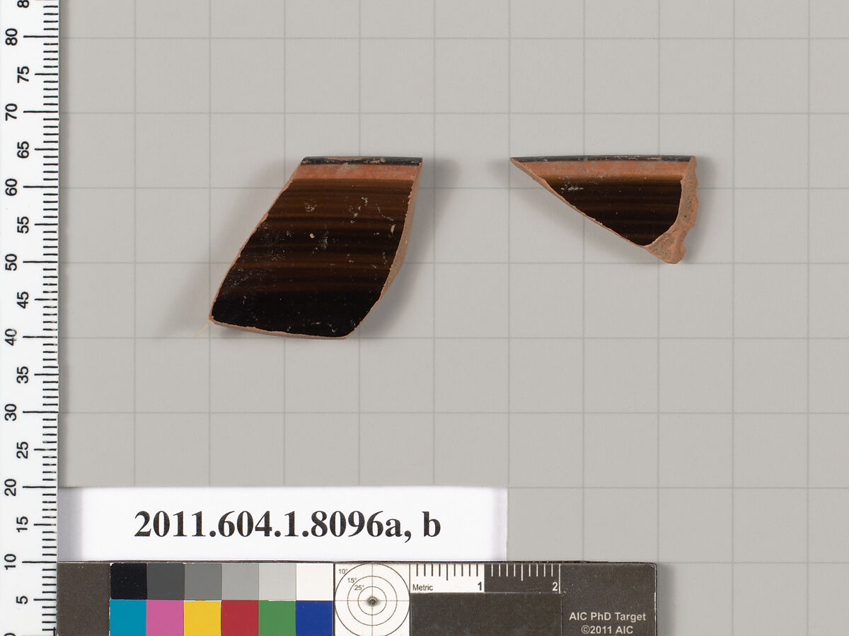 Terracotta rim fragments of kylikes (drinking cups), Terracotta, Greek, Attic
