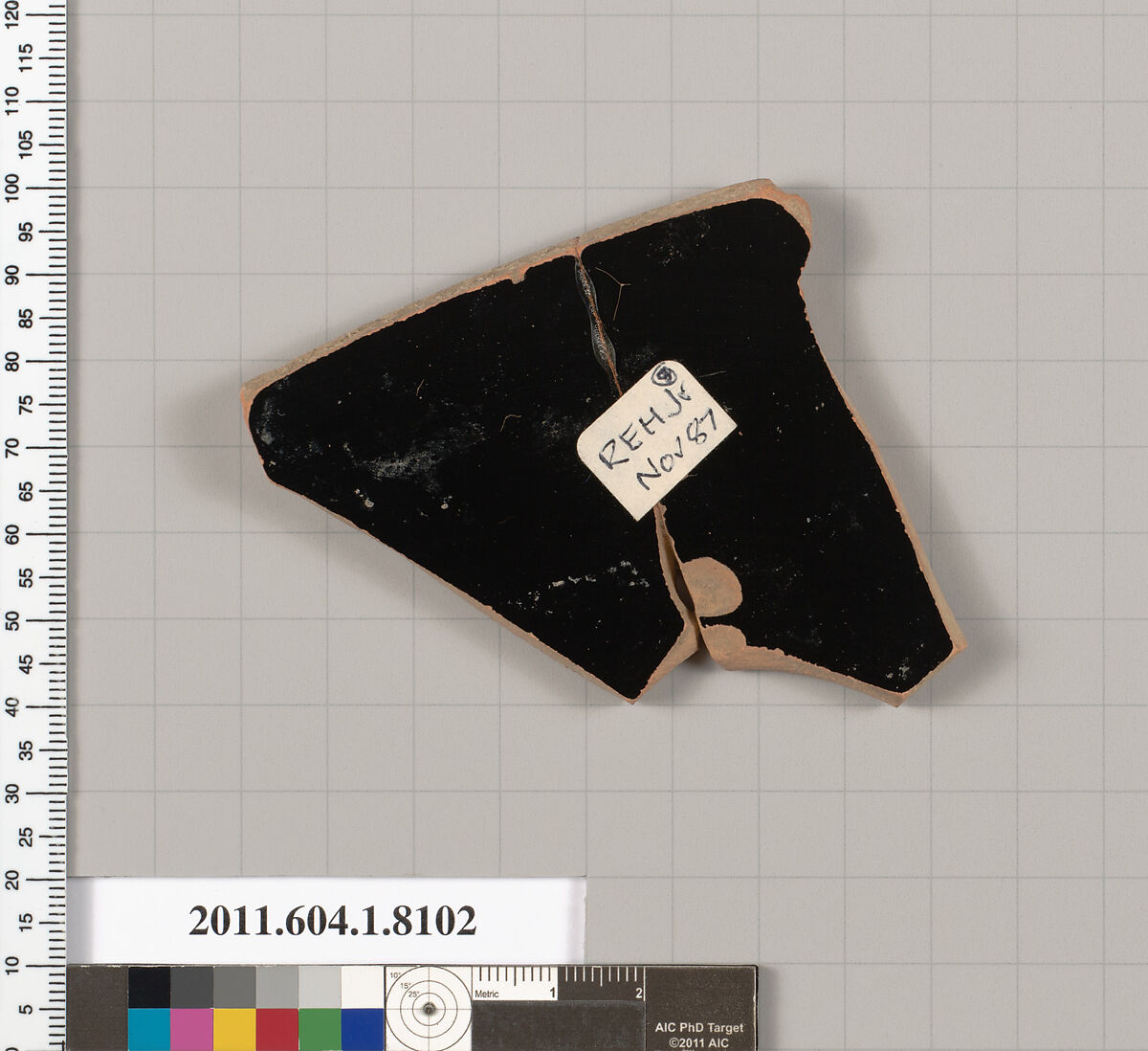 Terracotta fragment of a kylix (drinking cup), Terracotta, Greek, Attic