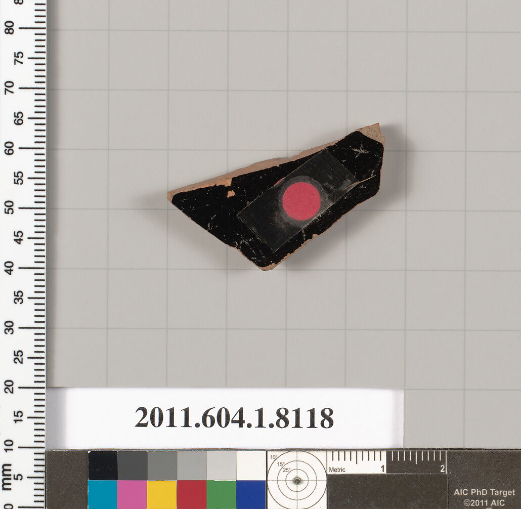 Terracotta fragment of a kylix (drinking cup), Terracotta, Greek, Attic