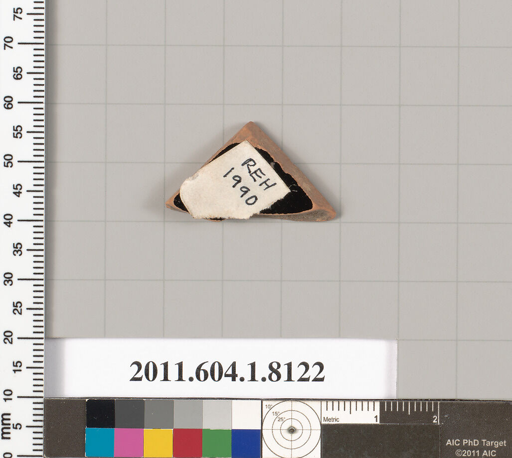 Terracotta fragment of a kylix (drinking cup), Terracotta, Greek, Attic
