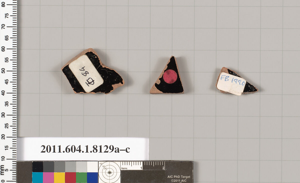 Terracotta fragments of kylikes (drinking cups), Terracotta, Greek, Attic