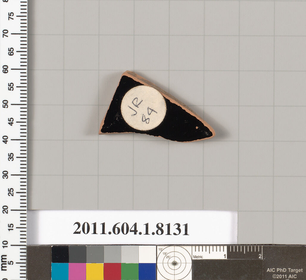 Terracotta fragment of a kylix (drinking cup), Terracotta, Greek, Attic