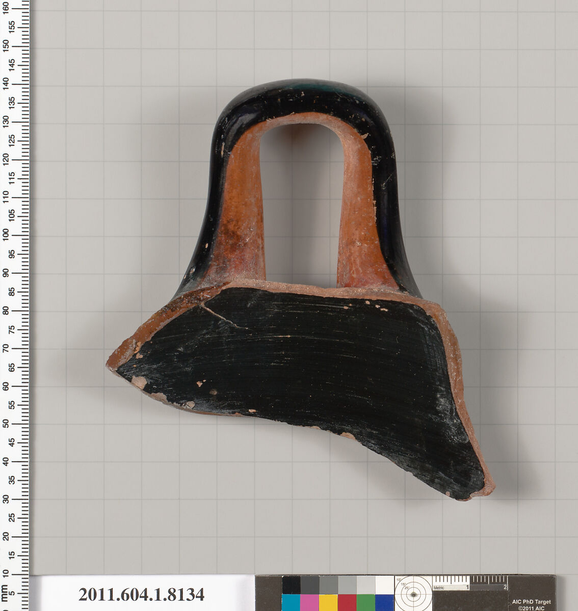 Terracotta fragment of a kylix (drinking cup), Terracotta, Greek, Attic