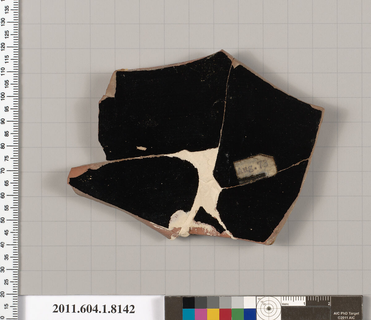 Terracotta fragment of a kylix (drinking cup), Terracotta, Greek, Attic