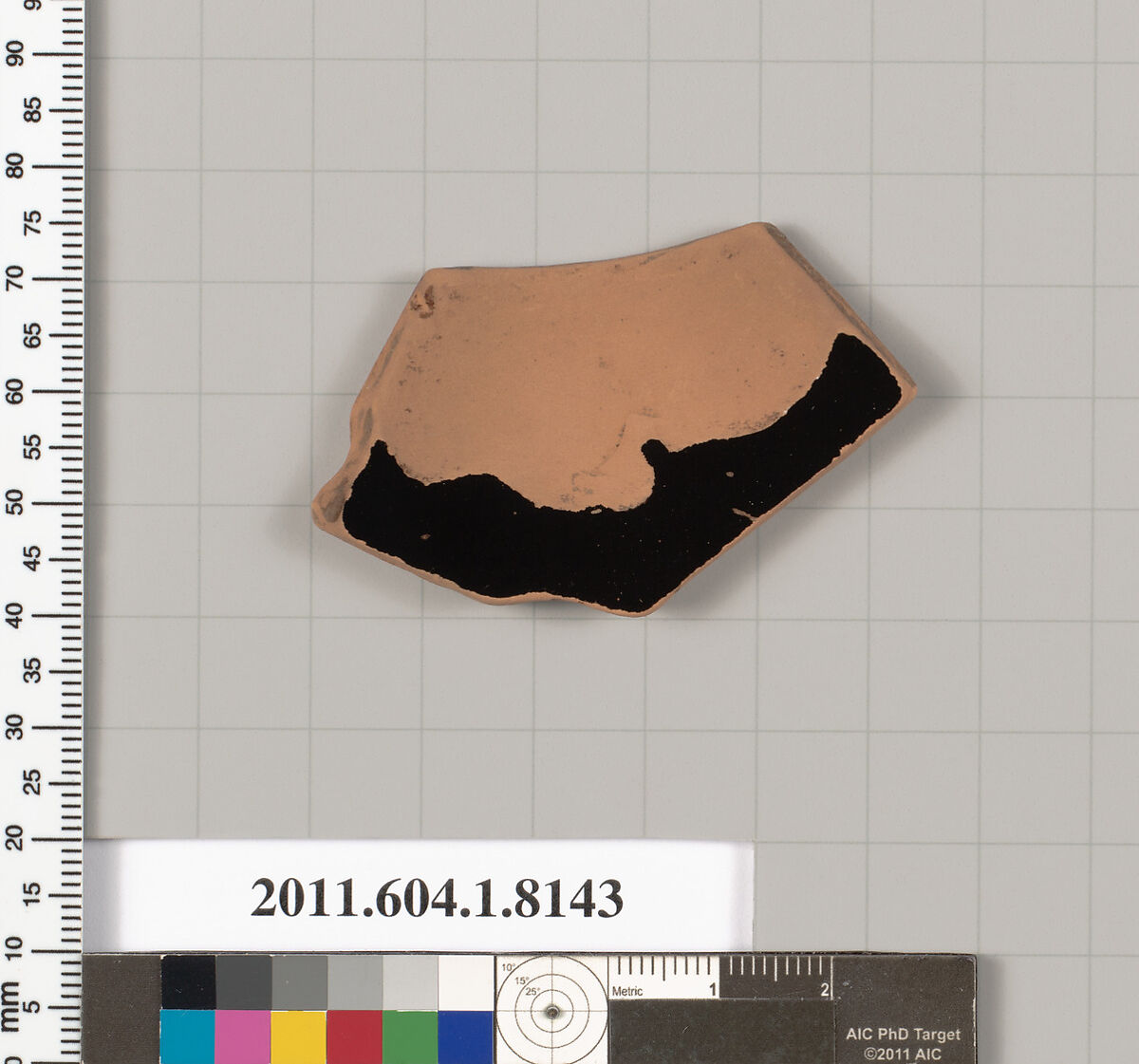 Terracotta fragment of a kylix (drinking cup), Terracotta, Greek, Attic