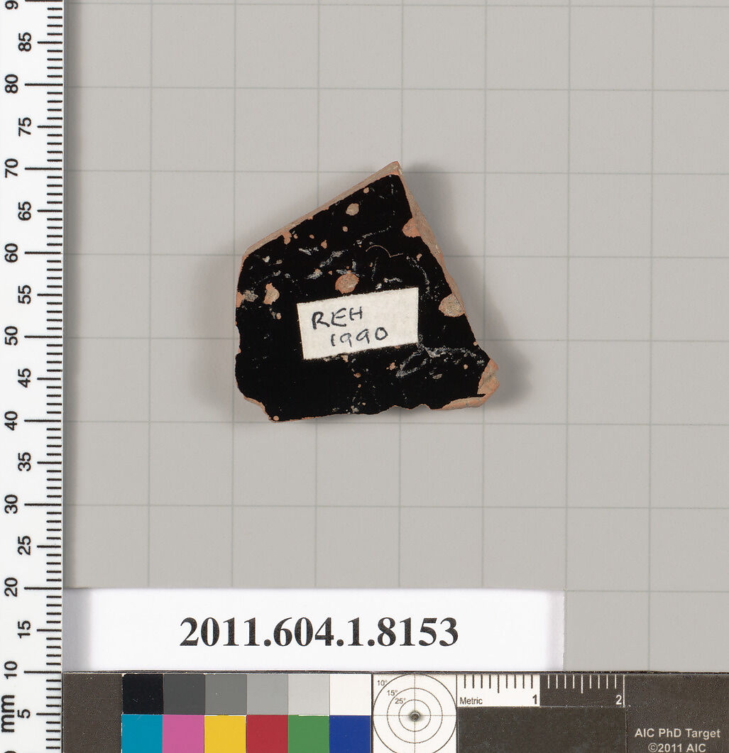 Terracotta fragment of a kylix (drinking cup), Terracotta, Greek, Attic