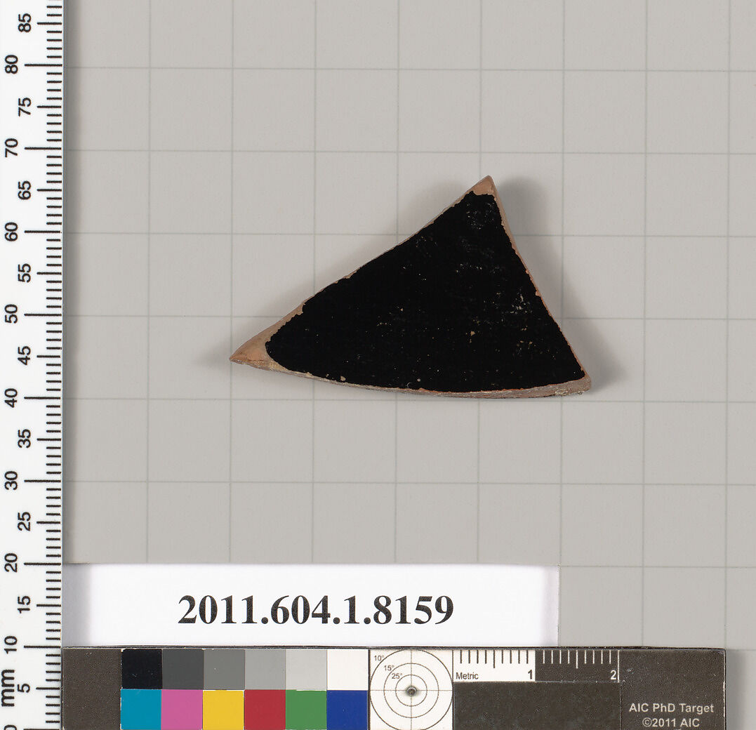 Terracotta fragment of a kylix (drinking cup), Terracotta, Greek, Attic