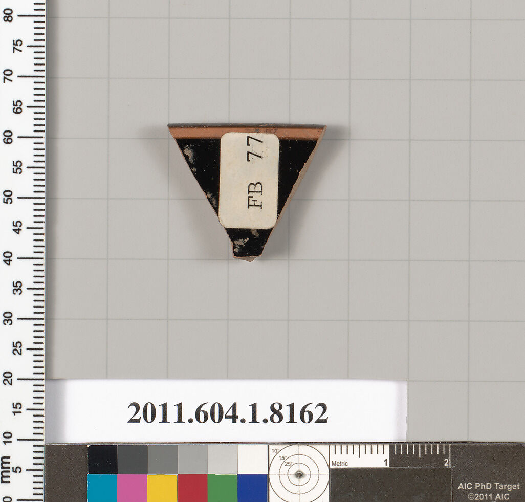 Terracotta rim fragment of a kylix (drinking cup), Terracotta, Greek, Attic