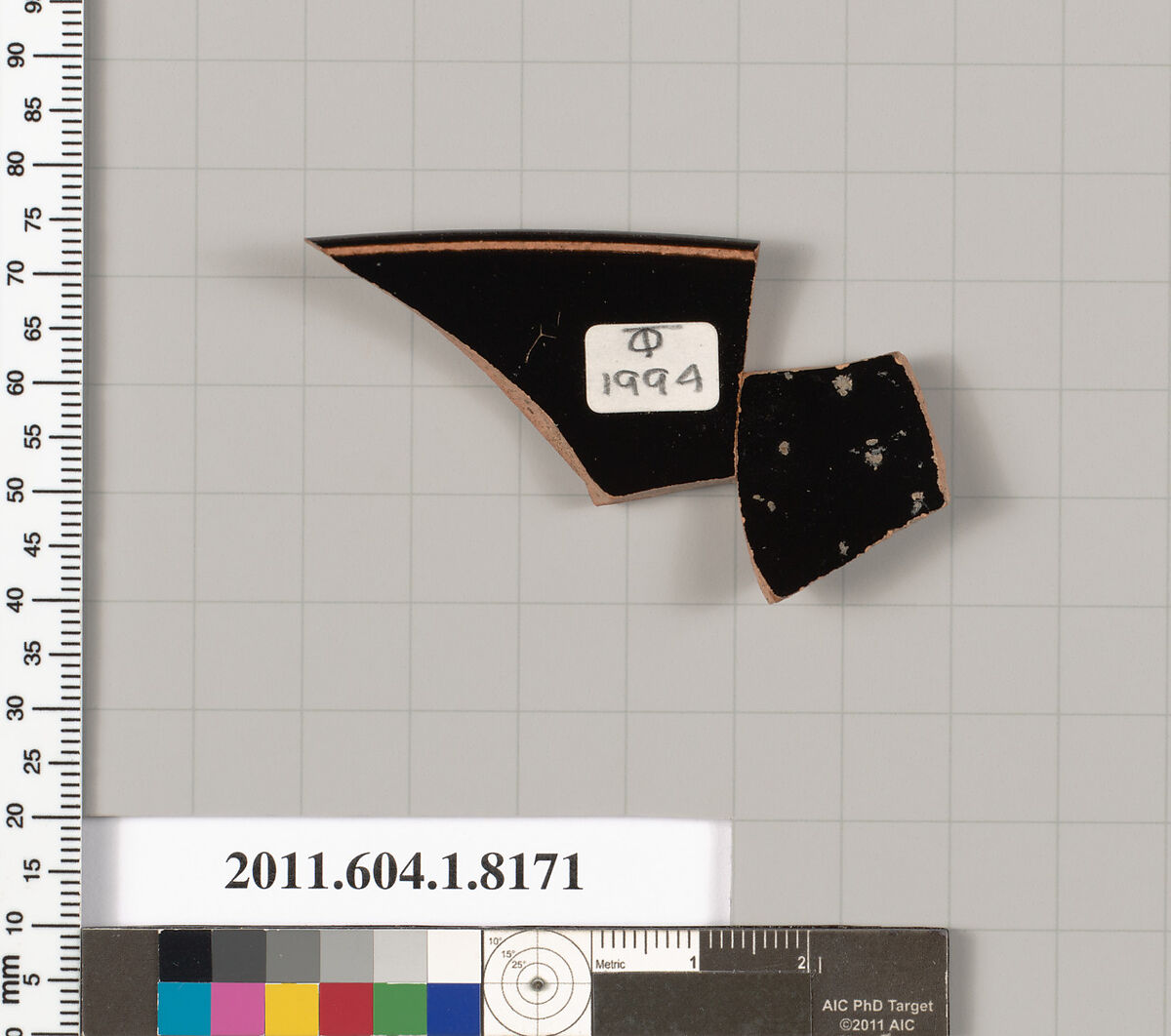 Terracotta fragment of a kylix (drinking cup), Terracotta, Greek, Attic