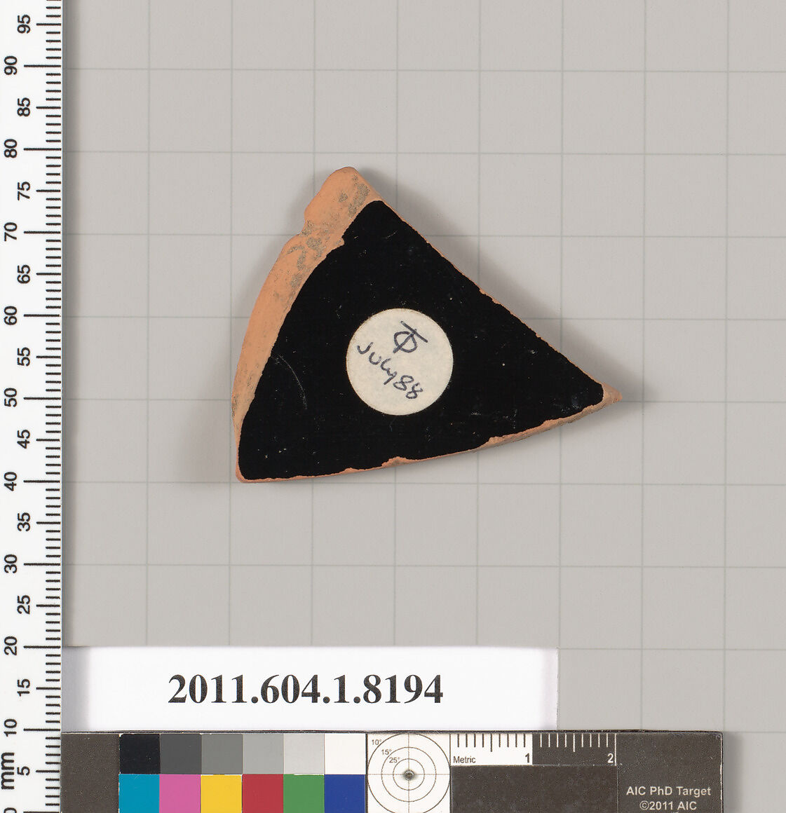 Terracotta fragment of a kylix (drinking cup), Terracotta, Greek, Attic